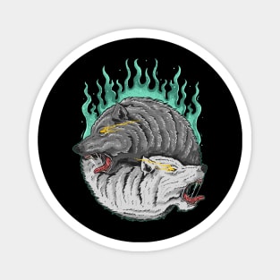 Twin Wolves Illustration Magnet